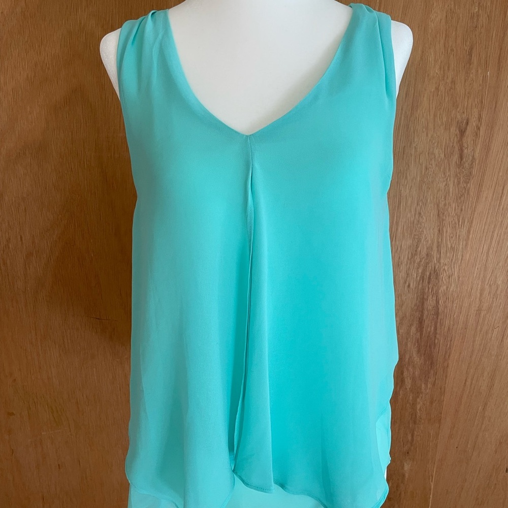 Flowy teal tank top, opens in front and back, size S